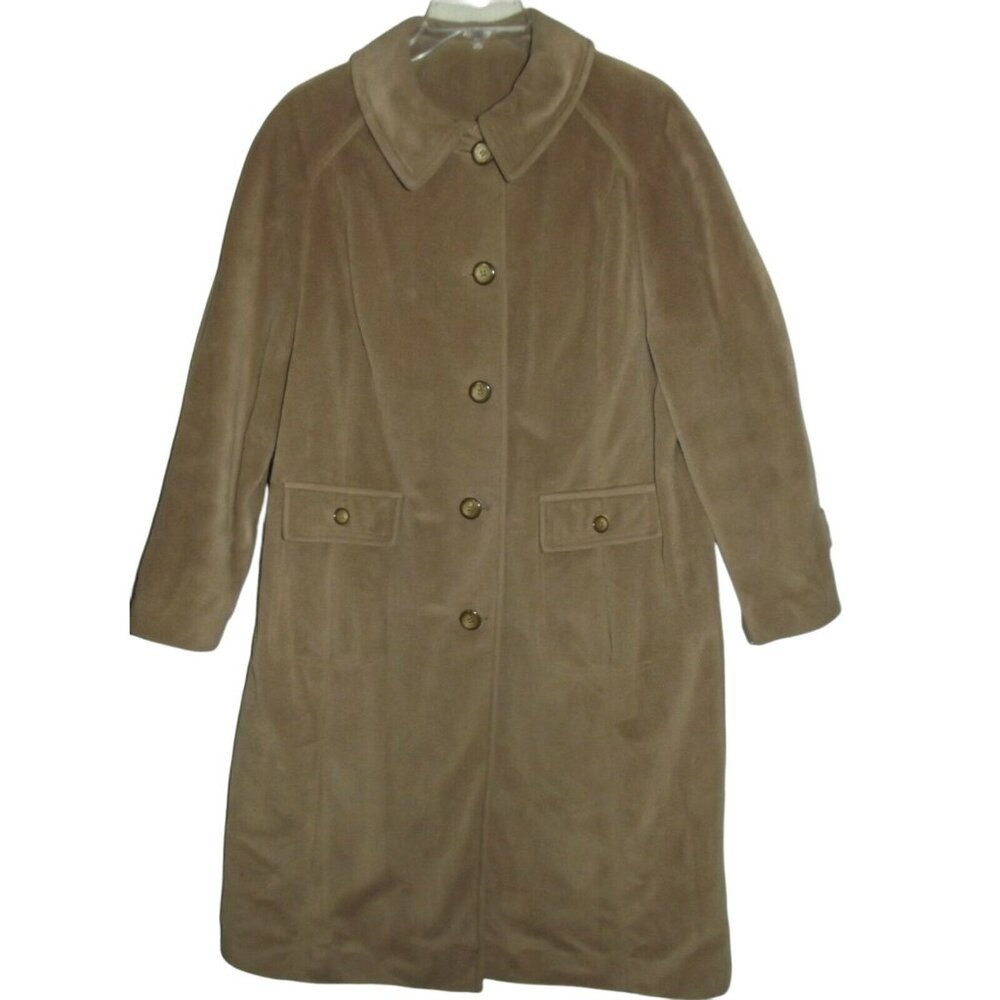 Montello Coat 16-1/2 Tan Brown Long Midi Vintage Soft & Cozy nylon cotton tricot